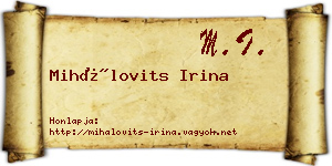 Mihálovits Irina névjegykártya